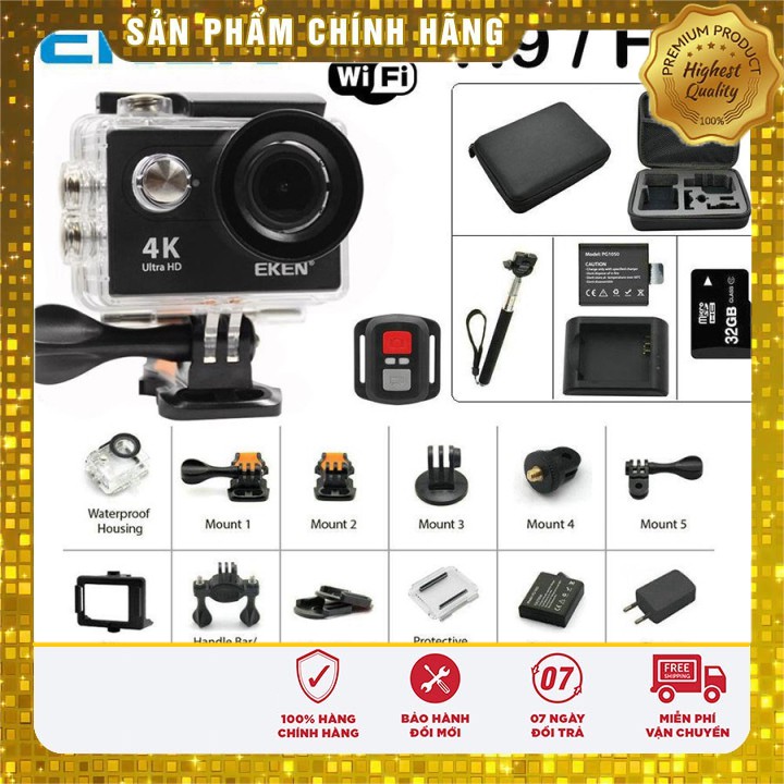 [Sale] Camera hành trình 4K wifi Eken H9R có remote version mới nhất 8.1 tặng kèm kính lọc đỏ và pin siêu khủng 1350m