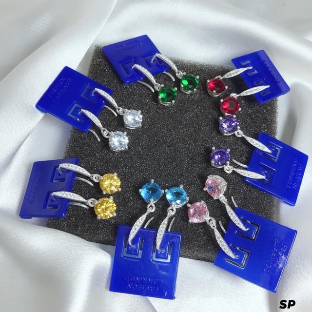 BÔNG TAI MẶT ĐÁ MÀU CAO CẤP - TRANG SỨC BẠC