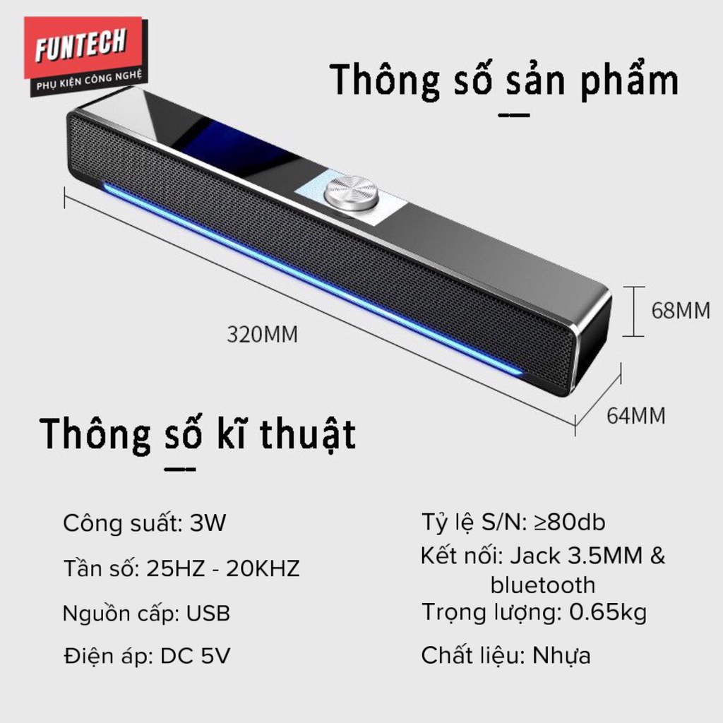 Loa vi tính Bluetooth MAICONG để bàn cho máy tính Laptop PC âm thanh siêu trầm dải Led đẹp thiết kế sang trọng