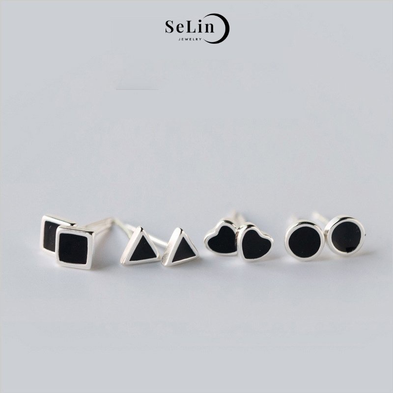 Khuyên tai nụ bạc 925 cao cấp hình học đơn giản, cá tính, độc đáo, trẻ trung SELIN JEWELRY - 0009; 0022; 0023; 0029