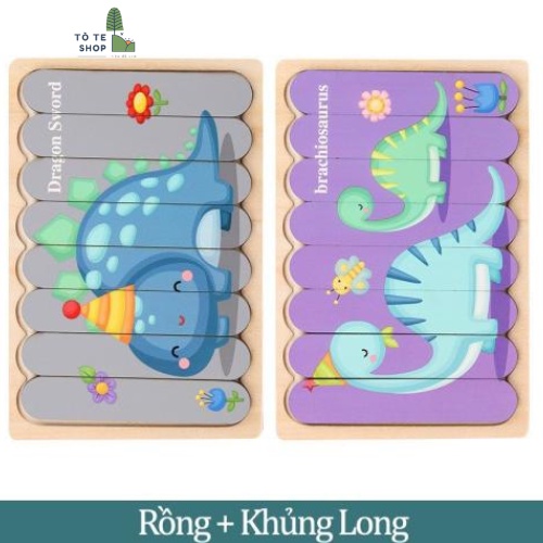 Đồ chơi lắp ghép gỗ 2 mặt , tranh ghép gỗ 2 mặt an toàn cho bé , ghép hình bằng thanh gỗ nhiều chủ đề cho bé