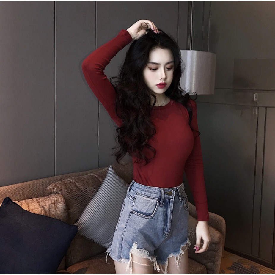 Áo thun dài tay nữ chất thun lạnh co giãn 4c big size dưới 68Kg