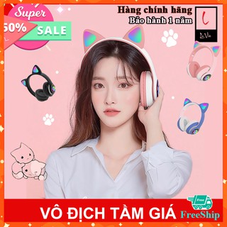 Headphone Chụp Tai Bluetooth 5.0 Có Mic, Tai Nghe Mèo Cute Âm Thanh Sống Động, Led Siêu Nhạy Dung Lượng Pin Lớn