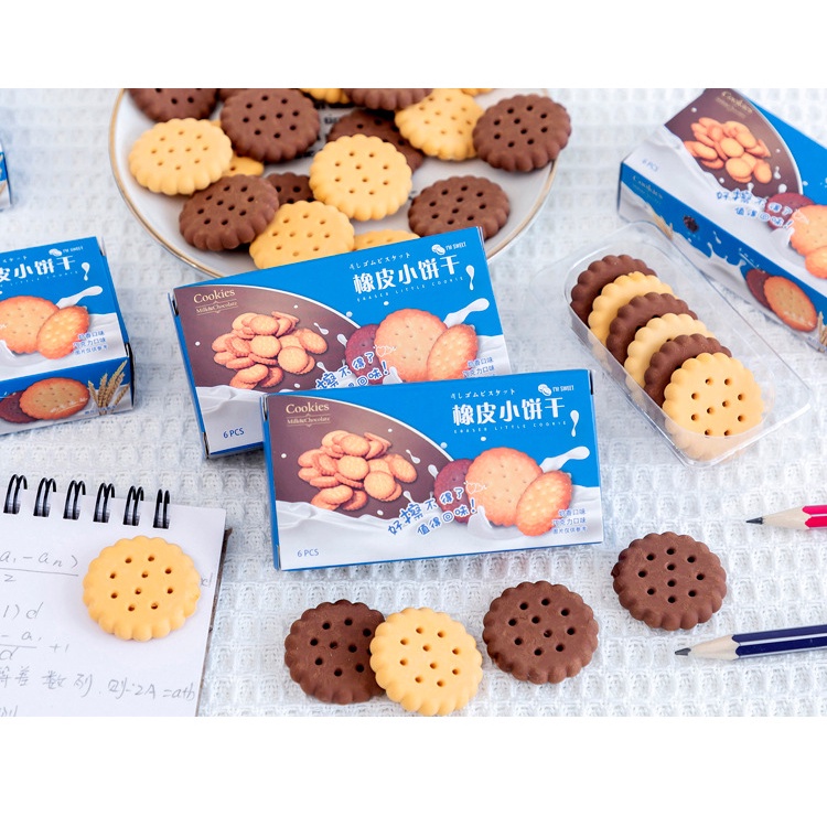 Hộp 6 gôm tẩy hình bánh quy đẹp như thật