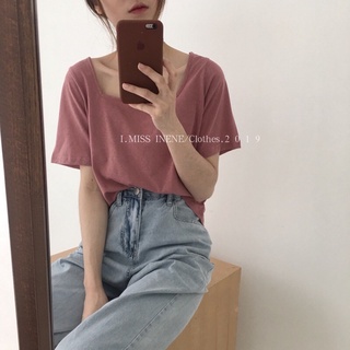Áo thun giấy basic cổ vuông