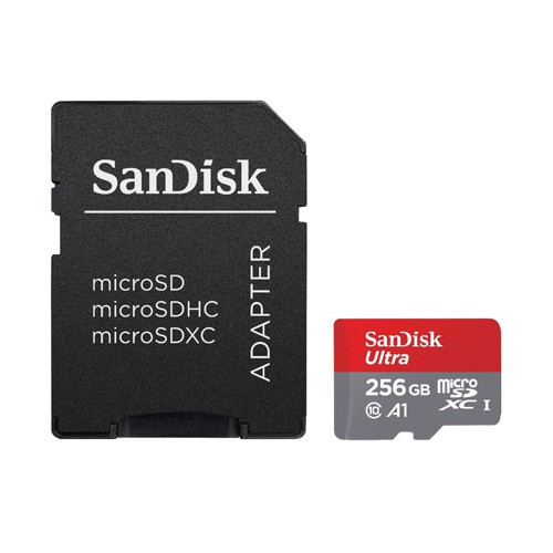 Thẻ nhớ MicroSDXC SanDisk Ultra A1 256GB Class 10 U1 100MB/s kèm adapter (Đỏ)