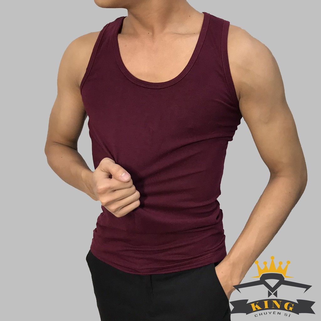 Áo ba lỗ nam KING 3 lỗ sát nách thun cotton co giãn tốt dáng body tập gym (U05)