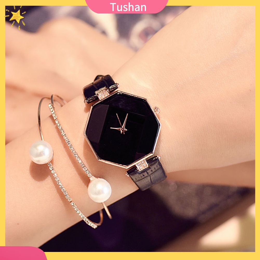 Đồng hồ dây giả da kiểu dáng thời trang phong cách dành cho nữ