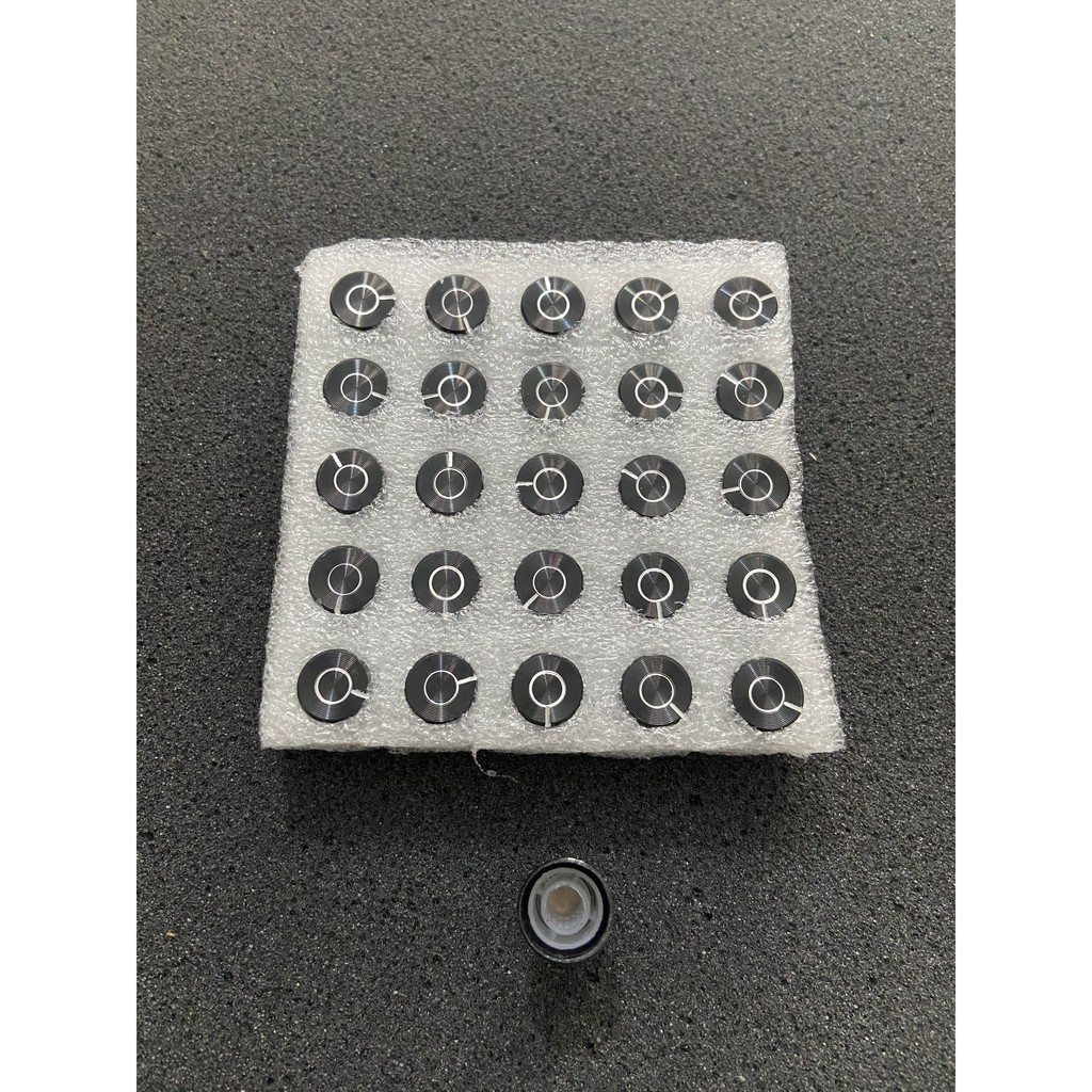 Bộ 26 nút nhôm đen amply có viền nút chụp volum amply đẹp