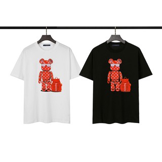 Áo thun cotton tay ngắn in họa tiết LV cá tính cho nam nữ