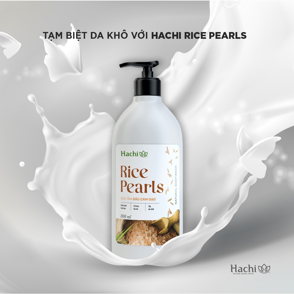[Mã SKAMLTSM9 giảm 10% đơn 99K] Sữa tắm HACHI VIETNAM ® Rice Pearls - Cám gạo trắng sáng