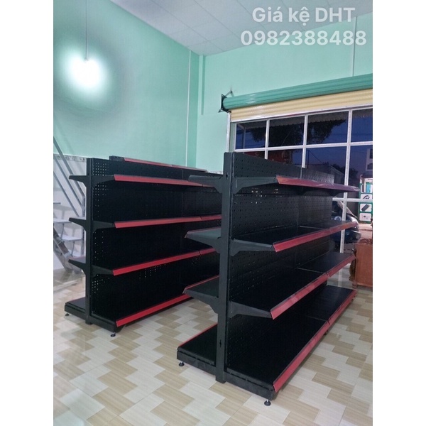 Kệ để hàng siêu thị 2 mặt lưng tôn đục lỗ