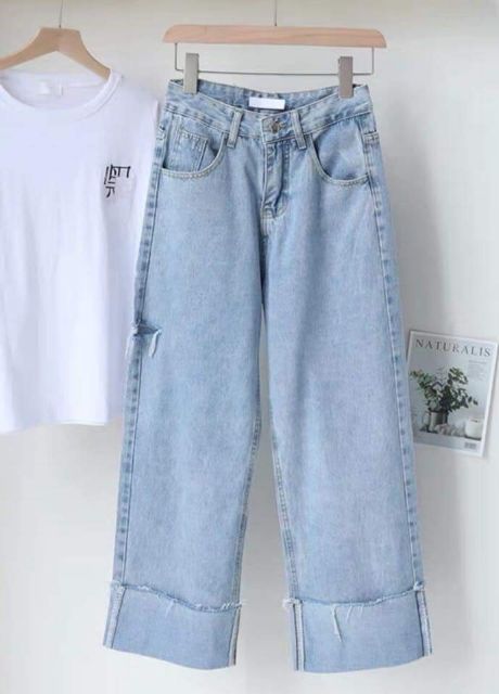 QUẦN ỐNG RỘNG GẬP GẤU RÁCH NHẸ | BigBuy360 - bigbuy360.vn