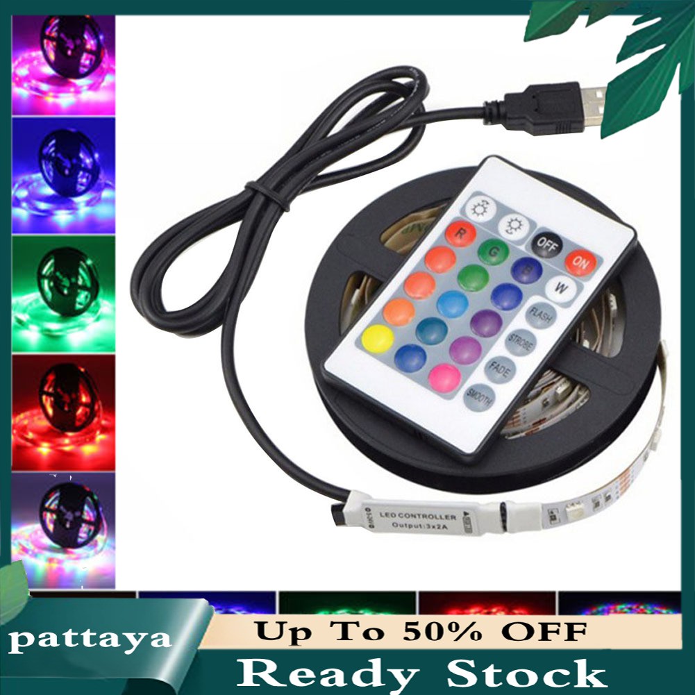 Bộ Điều Khiển Đèn Led Dây Dài 0.5 / 1 / 2 / 3 / 5m Dc5v Usb 5050 Smd 24 Phím Rgb