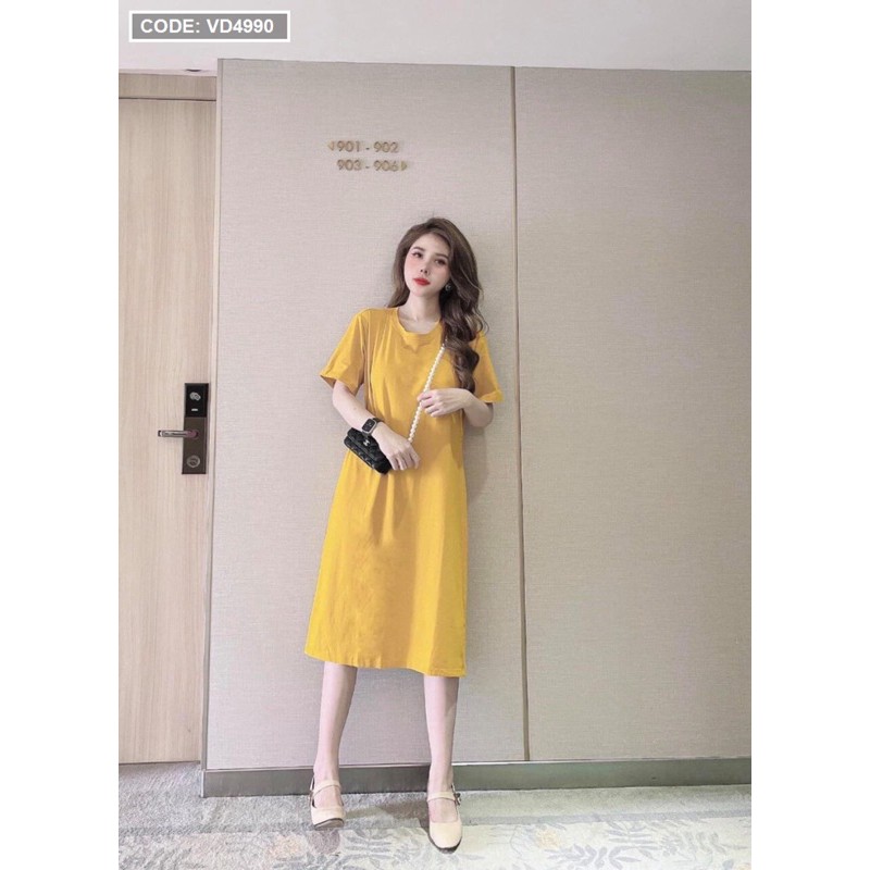 Đầm thun nữ cổ tròn form rộng | BigBuy360 - bigbuy360.vn