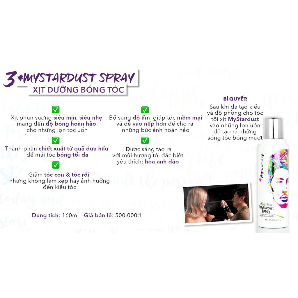 Xịt dưỡng bóng tóc MYSTARDUST Mydentity Intense Shine Spray 160ml