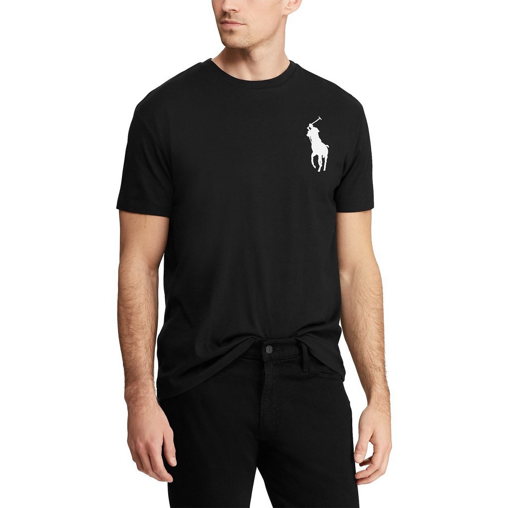 áo polo Ralph Lauren Cổ Tròn Màu Đen Vải Cotton Phong Cách Hip Hop Thời Trang Cho Nam