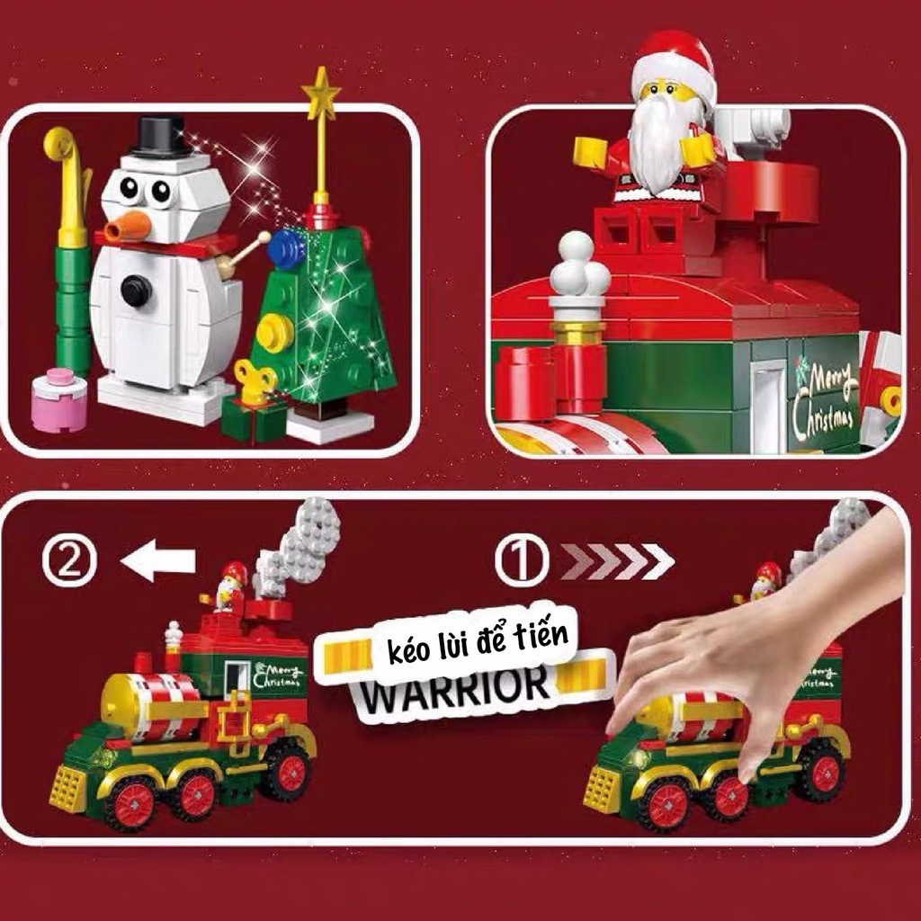 Đồ chơi lắp ráp đoàn tàu dây cót noel DK712 dịp Giáng sinh mới nhất