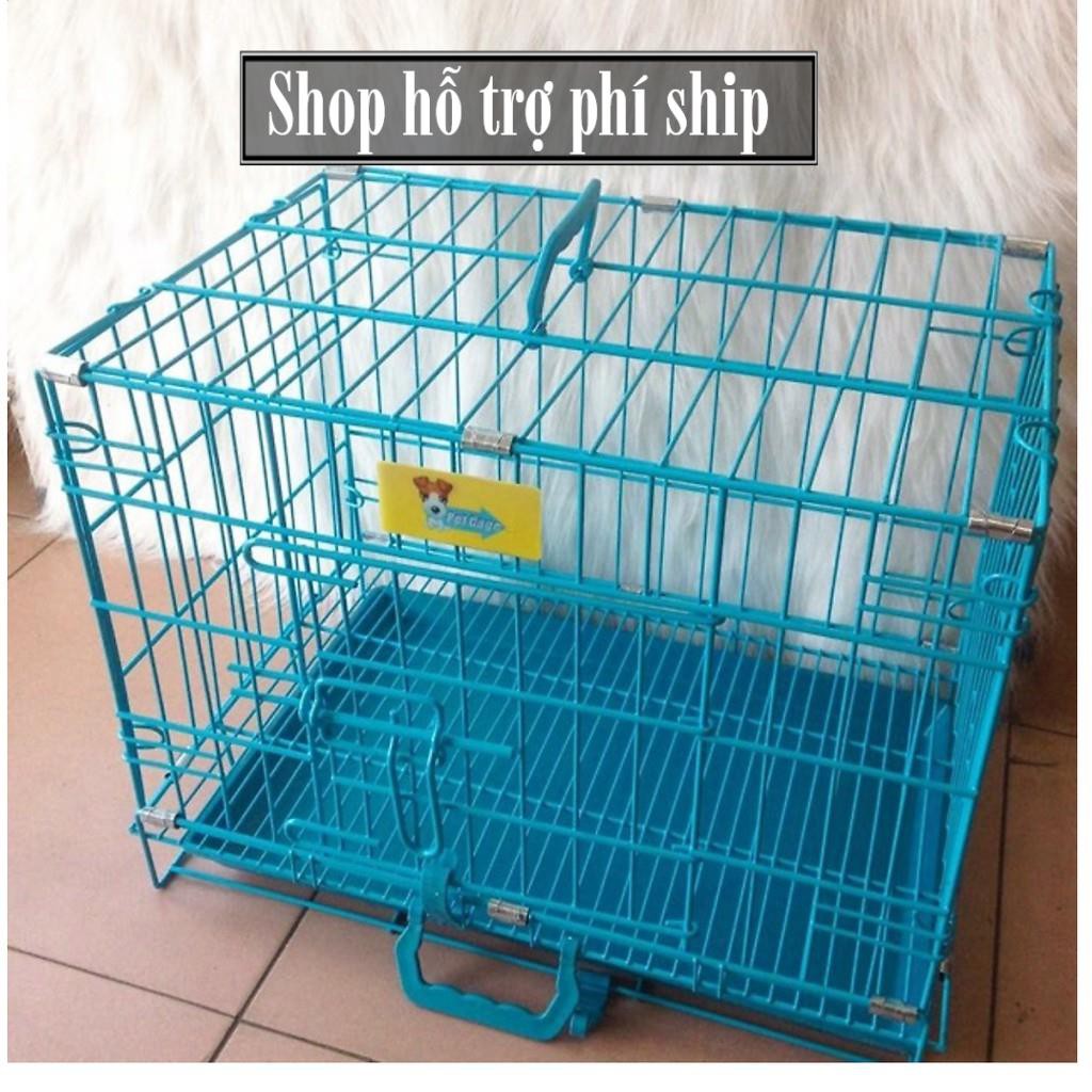 Hỗ trợ Ship- Chuồng nuôi nhốt chó mèo dạng gấp gọn -LỒNG SƠN TĨNH ĐIỆN XUẤT KHẨU NAN DÀY (màu ngẫu nhiên) SunzinSD