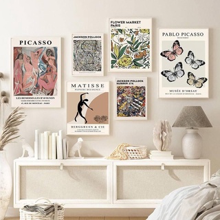 Tranh vải canvas in họa tiết hoa bướm nghệ thuật nhiều mẫu tùy chọn treo tường trang trí