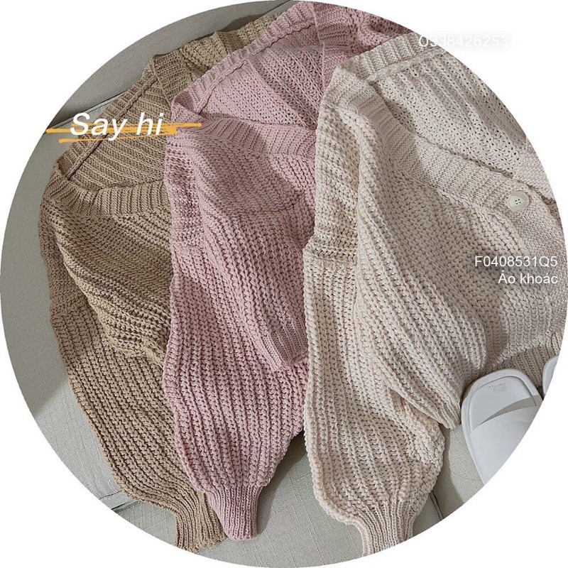 Áo khoác len thừng cổ V dài tay bo ống gài một nút TT0408