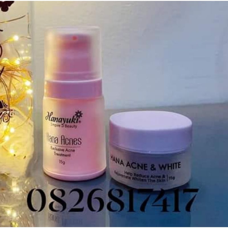 BỘ 2 SẢN PHẨM HẾT MỤN, MỜ THÂM MỤN  HANAYUKI ( Hana Acnes &  Hana Acne White) MINI 15 gam