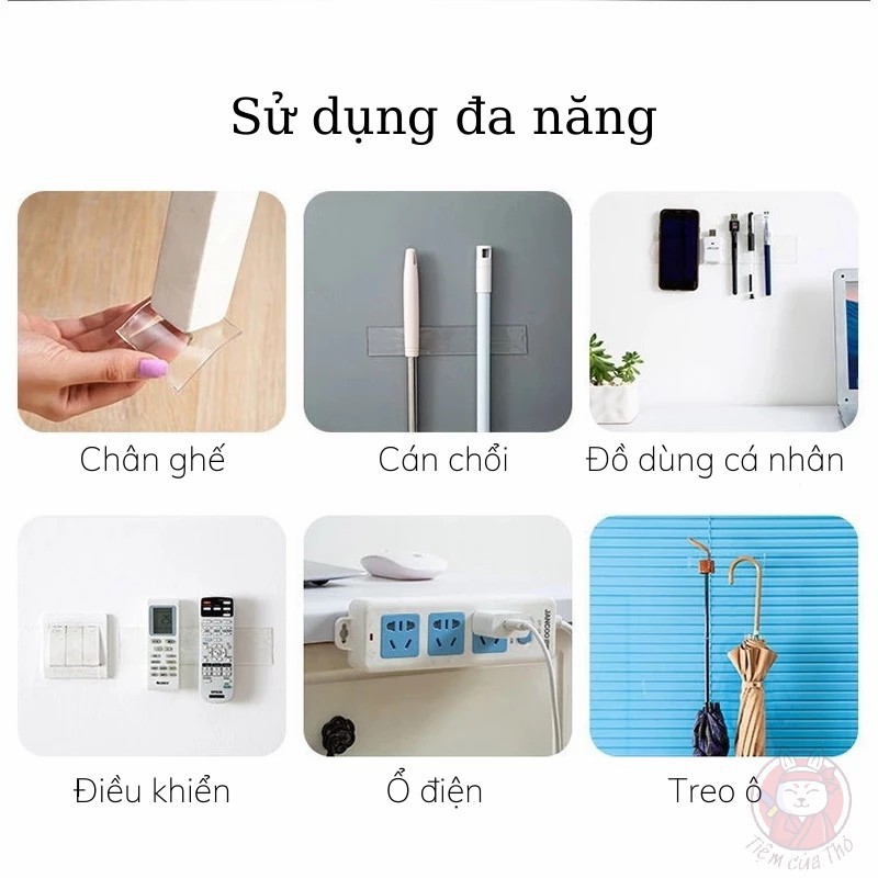 Băng keo 2 mặt đa năng dán tường siêu dính chắc bản dài 3M bằng silicone trong suốt