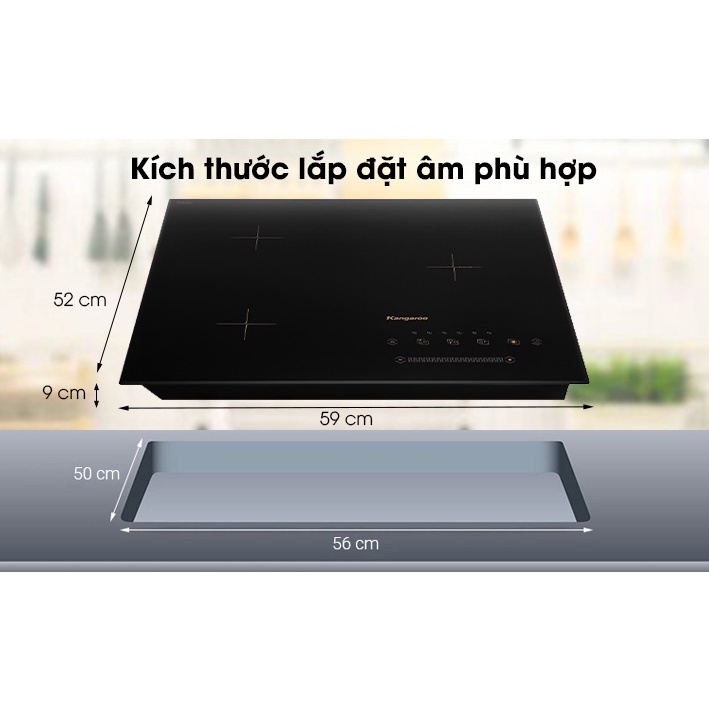 Bếp Từ 3 vùng nấu lắp âm Kangaroo KG836i Mới 100%--mặt bếp:Kính Ceramic- Schott Ceran (Đức)-Sản xuất tại: Thailan-BH 24T