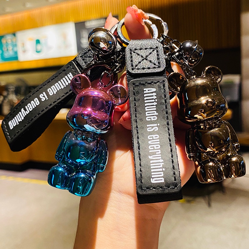 Móc khóa Bearbrick bóng loang màu độc đáo chất liệu PVC quà tặng bạn bè trang trí balo túi xách -Ráp