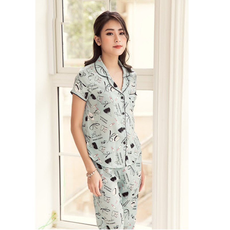 Quần áo ngủ 👘FreeShip👘Bộ pizama áo cộc quần dài tay chất kate thái siêu đẹp