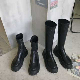 (SẴN CỔ THẤP 38 CỔ CAO 35,36,37,38) BỐT ĐÙI CỔ CAO TRƠN KÉO KHÓA ĐẾ CAO 5CM PLATFORM ZIP BOOT