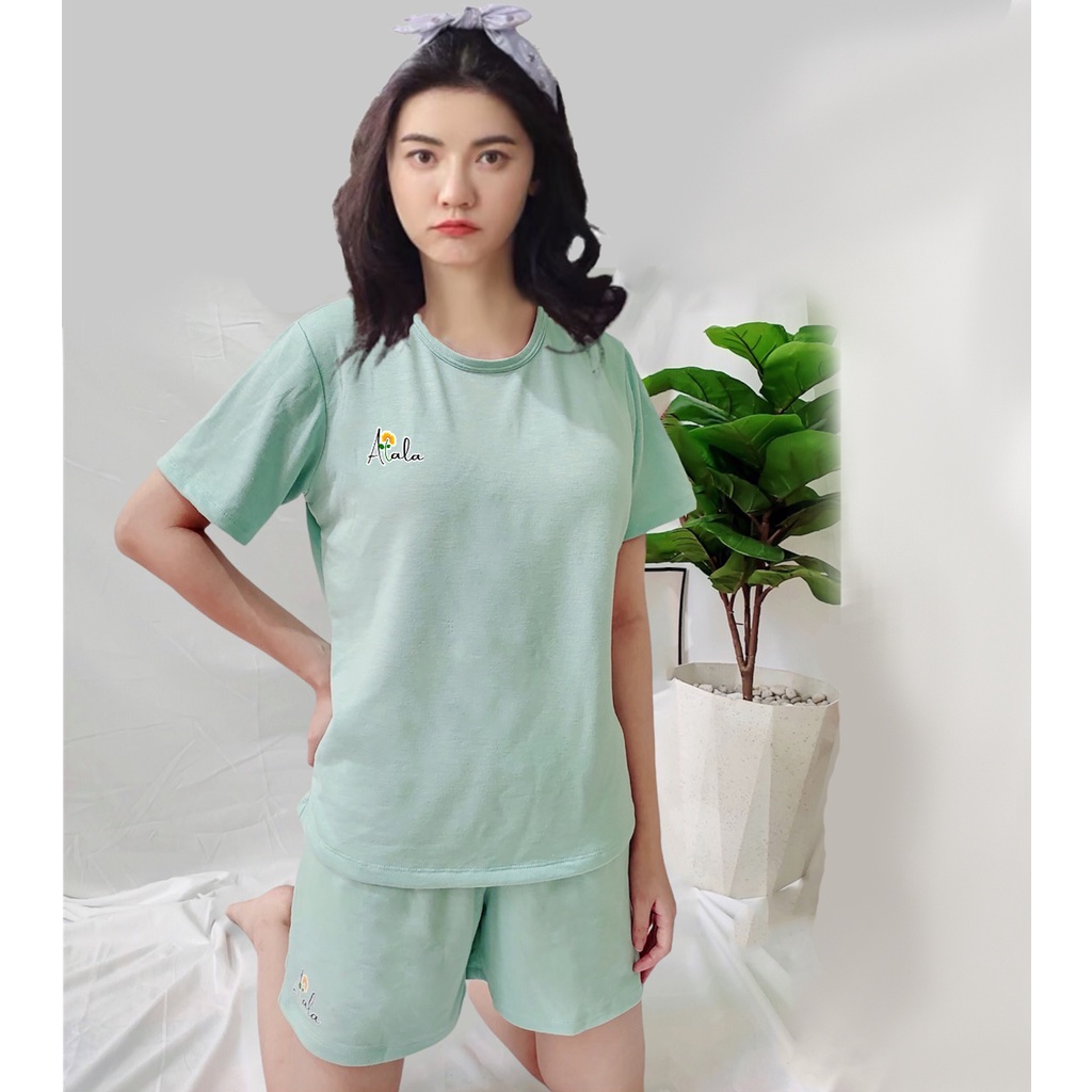 Đồ bộ nữ cộc tay dáng rộng, đồ ngủ nữ mùa hè tay ngắn quần đùi chất liệu cotton cao cấp ALALA