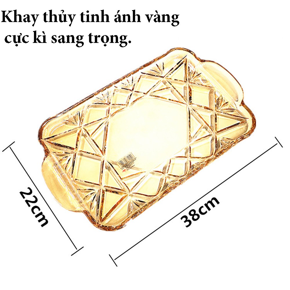 Bộ 6 Cốc Thủy Tinh Pha Lê Ánh Vàng Quai Hổ Phách Được Thiết Kế Sang trọng,Chất Liệu Tốt Dung Tích 195 ml Do Ducstore PP