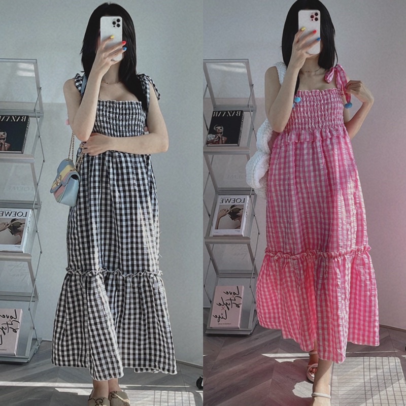 Váy maxi kẻ sọc nữ (hình thật)