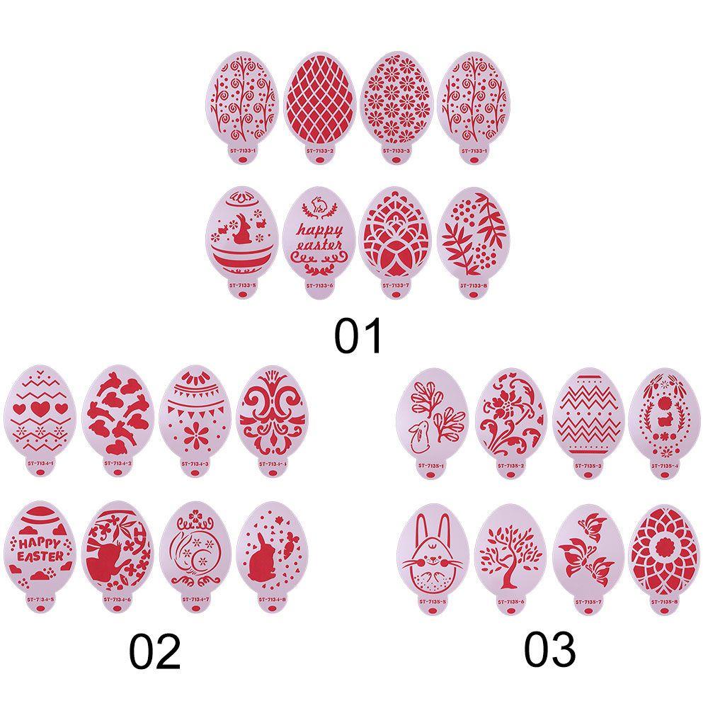 Set 8 Khuôn Trang Trí Bánh DIY Hình Trứng Phục Sinh