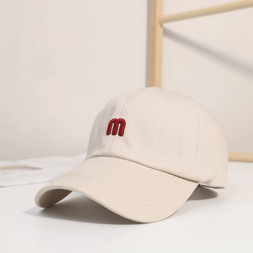 Nón kết thêu chữ M, Mũ lưỡi trai chất kaki form unisex nữ nam nhiều màu - LT10