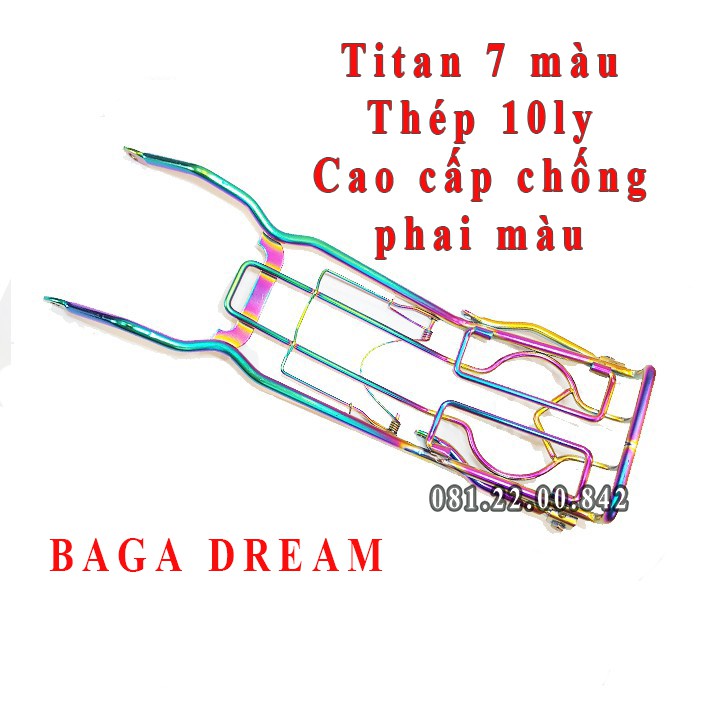 BAGA GIỮA TITAN 7 MÀU, INOX, ĐEN TĨNH ĐIỆN  XE DREAM