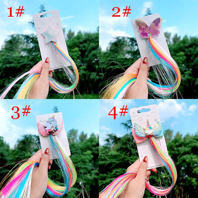 Kẹp Tóc Giả Hình Kỳ Lân / Ngôi Sao Nhiều Màu Sắc Dễ Thương Cho Bé Gái