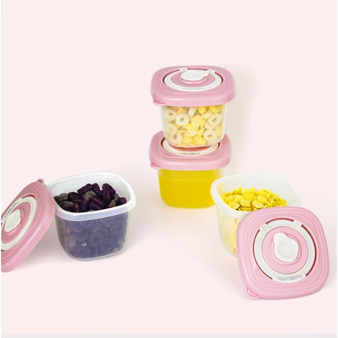 [Set 6 hộp kèm khay] Hộp Đựng Thức Ăn Cho Bé MISUTA Có Vạch Chia 120ml x 6 Hộp Shop mẹ nhím