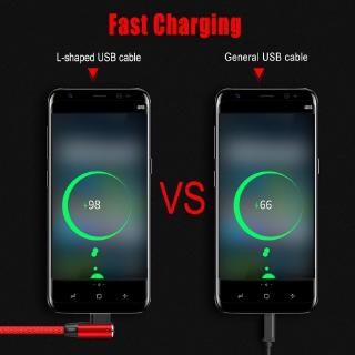 90 Degree Angle Fast Charging USB Cable for  iPhone iPad Andorid Phone