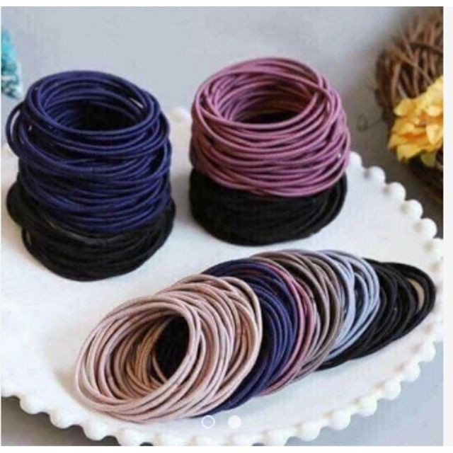 Set 100 Chun Buộc Tóc Túi Zip Nhiều Màu Tiện Dụng Cho Bé Gái