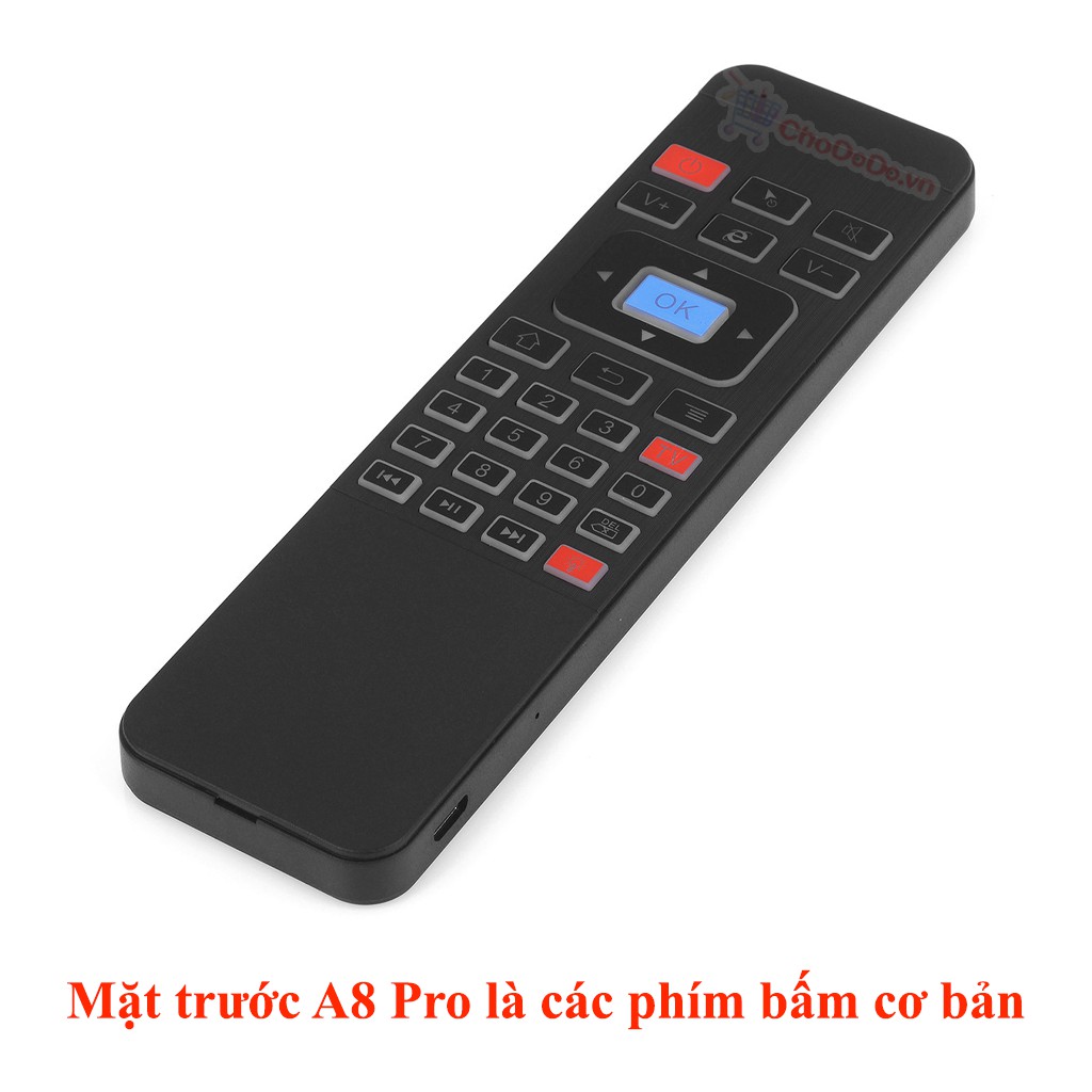 Chuột bay bàn phím A8 Pro có pin sạc và đèn LED sáng vào ban đêm dùng cho Android TV Box, Smart TV, máy tính, laptop