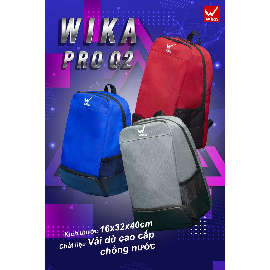 Balo Thế Thao Wika Pro 2 Chính Hãng, Balo Bóng Đá Vải Dù Cao Cấp Chống Nước Chính Hãng Wika