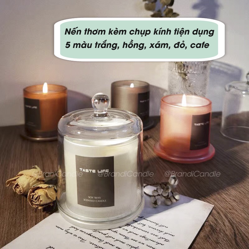 [Mã LIFE1511A giảm 10% đơn 50K] Nến thơm không khói set đế chụp kính tiện dụng 5 màu sắc