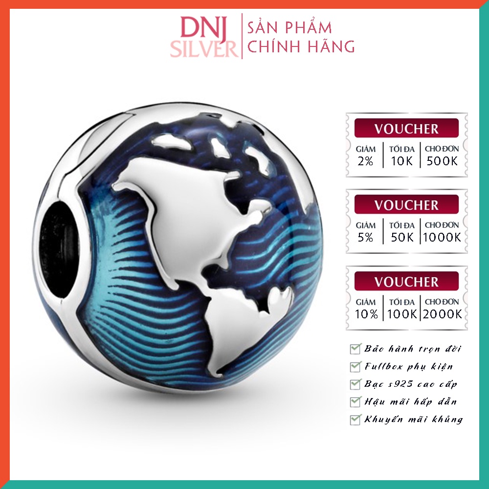 [Hàng cao cấp] Charm bạc 925 cao cấp, hàng chuẩn bạc - Charm Blue Globe thích hợp để mix vòng tay charm - DN091
