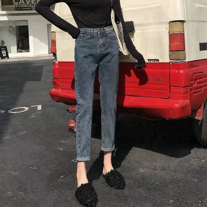 Quần jean baggy trơn chất liệu vải bò denim lên dáng siêu yêu - Minu QJ13