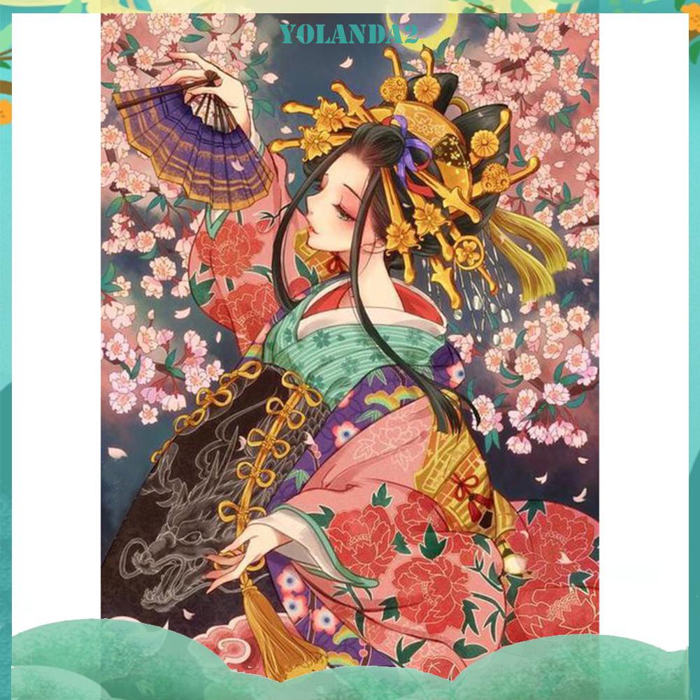 Bộ Tranh Kim Cương 5d Tự Làm Hình Cô Gái Và Hoa Độc Đáo