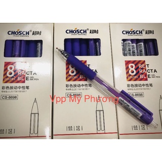 (Hộp 12 cây) Bút Gel Bấm Chosch CS-8698 ngòi 0.5mm nhiều màu sắc - CHOSCH 8698