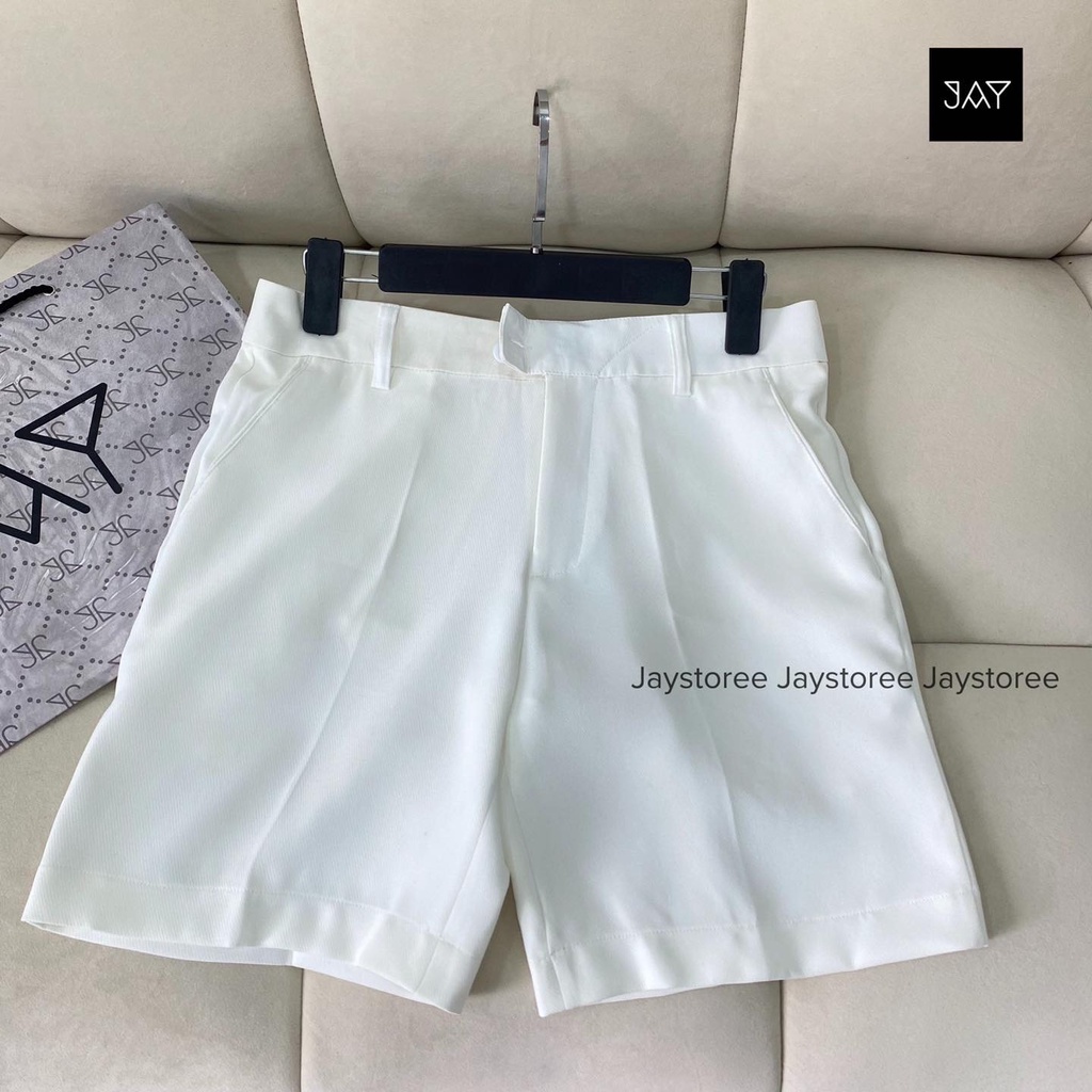 Quần short Bazi - quần đùi tây màu Be/ Đen/ Trắng - Nam nữ unisex