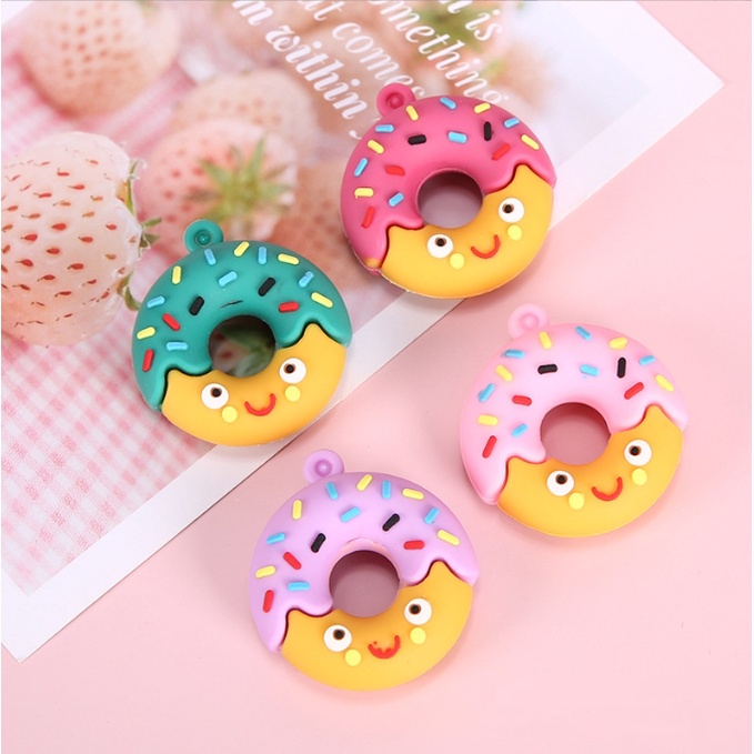 Charm mô hình Donut nhiều màu trang trí móc khóa, dán Jibbitz, DIY